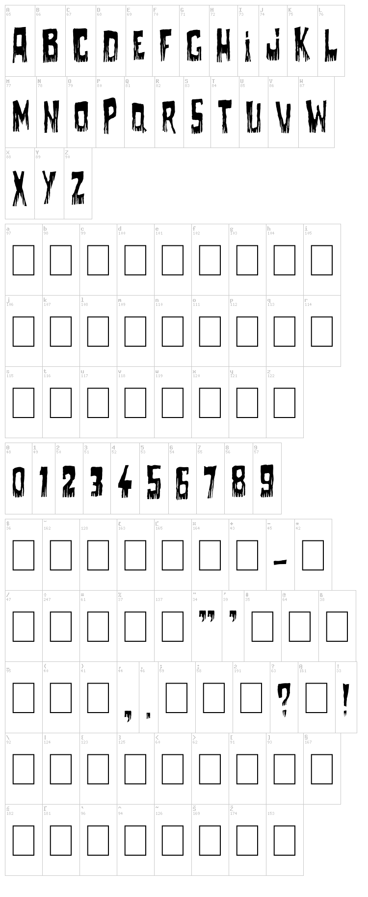 Come With Me font map